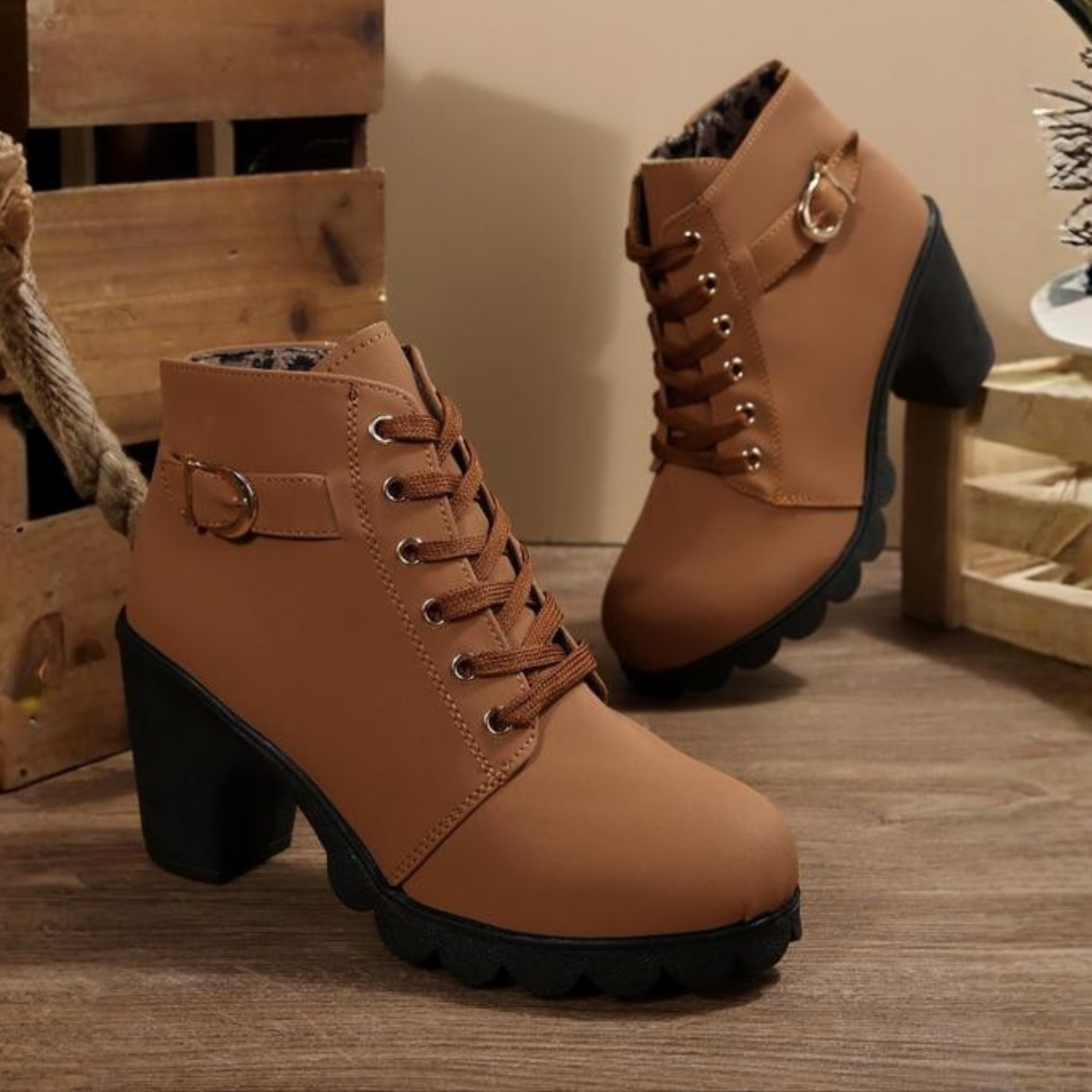 Mila | Lace-Up Chunky Ankle Boots