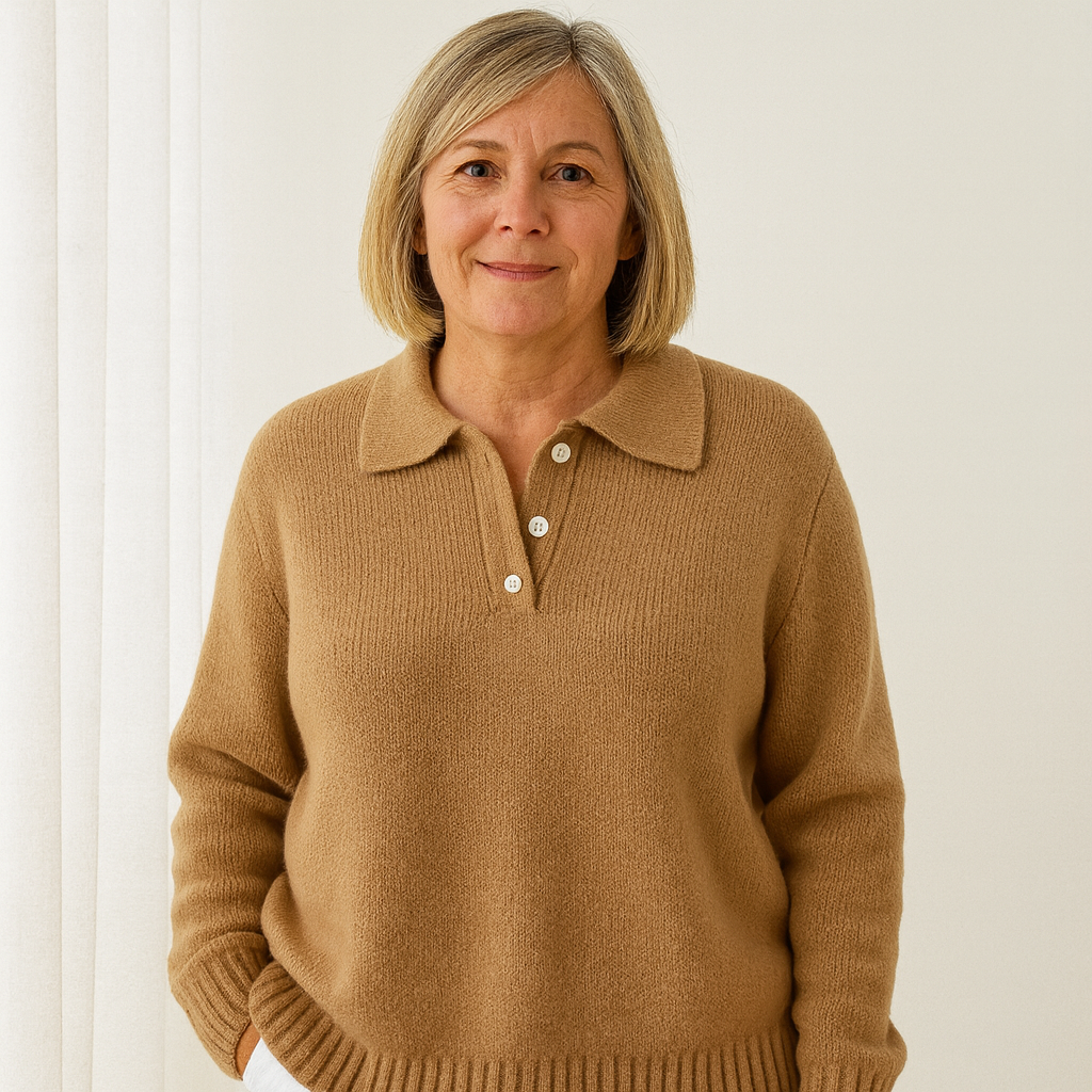 Elara | Soft Knit Polo Sweater