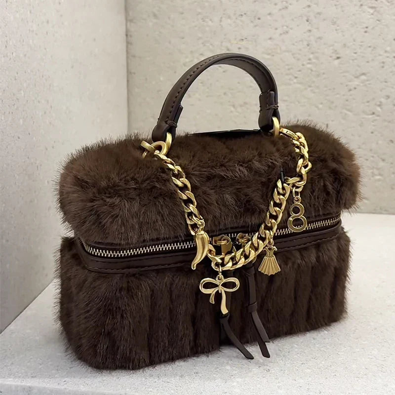 Romy | Faux Fur Mini Box Shoulder Bag