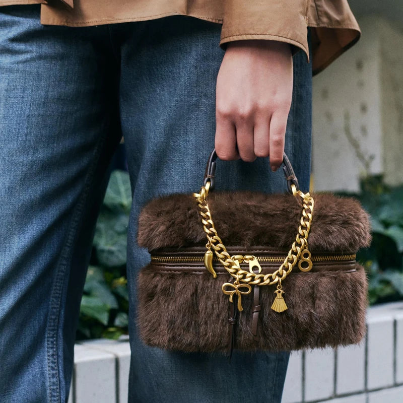 Romy | Faux Fur Mini Box Shoulder Bag