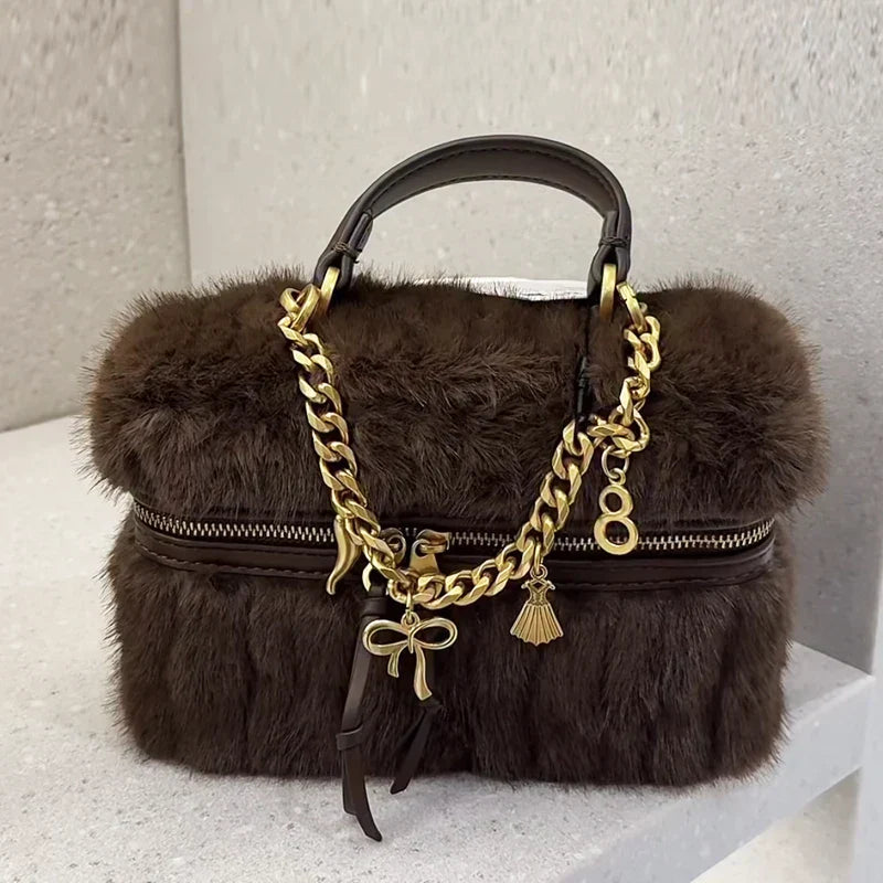Romy | Faux Fur Mini Box Shoulder Bag