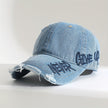 Never Give Up | Distressed Denim Cap