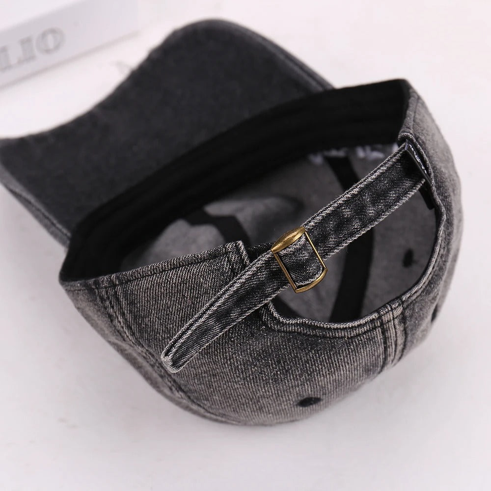 Never Give Up | Distressed Denim Cap