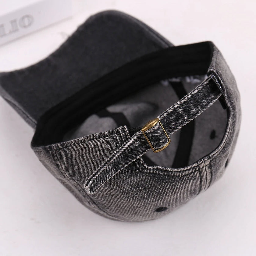 Never Give Up | Distressed Denim Cap